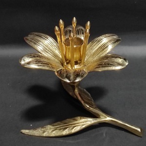 Eye Catching Flower Brass Candle Holder Decorative Accent For Home <b>Table</b> Centerpiece Reading Corner And Side <b>Table</b> Decor - Product Image 1