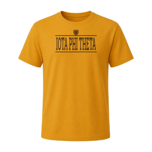 เสื้อยืดคอกลมแขนสั้นผู้ชายสีทองพร้อมลายกราฟิกตัวอักษร Iota Phi Theta เสื้อยืดผ้าฝ้ายลำลองสำหรับชมรมนักศึกษาสำหรับมหาวิทยาลัย - Product Image 3