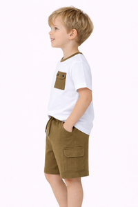 Conjunto de Camiseta y Pantalones Cortos Cargo Blancos para Niños, Ropa de Verano para Niños - Product Image 3