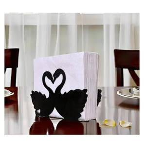 Support de mouchoirs en métal noir en forme de cygne, personnalisable, vente en gros - Product Image 1