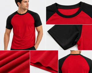 Camiseta de manga raglán, mezcla de algodón premium, mangas deportivas en contraste, ajuste transpirable y costuras duraderas para uso diario. - Product Image 5