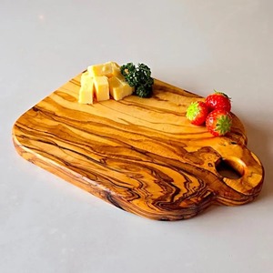 Planche à découper ronde en bois avec poignée, plateau de service pour romarin, ail et sel, bloc de découpe de cuisine - Product Image 4