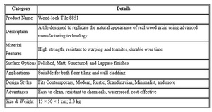 กระเบื้องลายไม้ 15×80 ซม. – ลาย 8851 - Product Image 4
