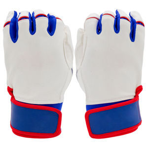 Baseball Batting Gloves <b>White</b> Blue Red Leather Breathable Grip Control Adjustable Wrist Sports OEM Bulk Manufacturer Gloves - Product Image 6