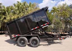 Remorque à benne hydraulique robuste de 14 pieds à double essieu, remorque utilitaire à benne - Product Image 3