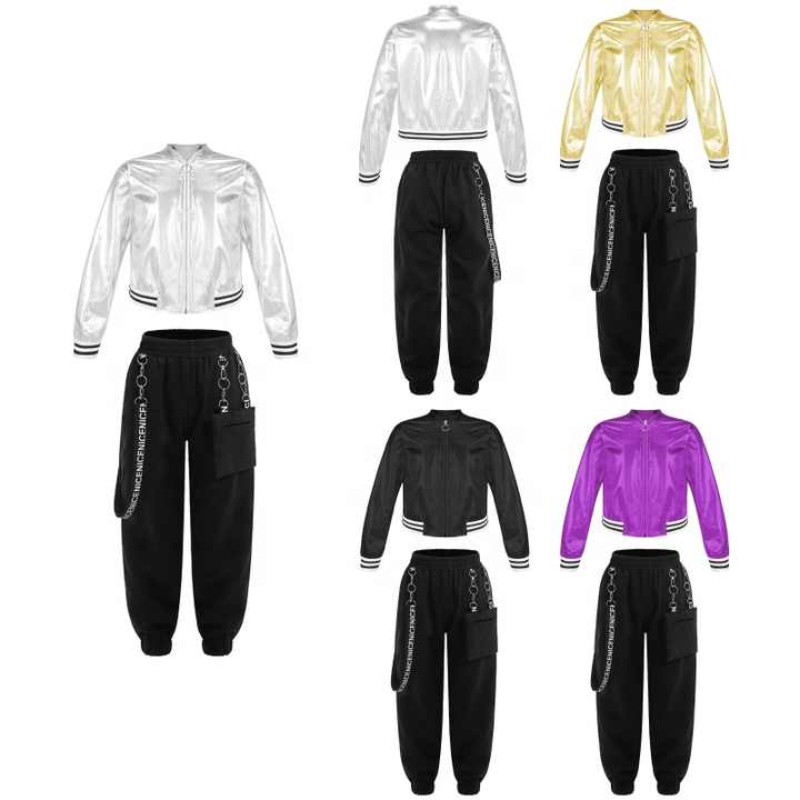6-16 Wholesale Kids Training Dancewear Set Girls Contemporary Internship Hip Hop Stage Dance Costume Performance Wear