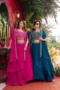 Minaaksh- Designer Vichitra <b>Silk</b> Lehenga Fully Stitched Vichitra <b>Silk</b> With Heavy Embroidery Moti Beads & Sequence Work Lehenga - Product Image 3