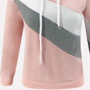 New Arrival Women's Hoodie Plus Size Fashion Color <b>Block</b> Drawstring Autumn Season Embroidered Collar Women's Polyester Cotton - Product Image 3