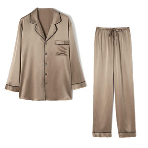 Ensemble de pyjama deux pièces confortable pour homme, tissu léger, haut à manches longues et pantalon décontracté pour le coucher et la maison - Product Image 5