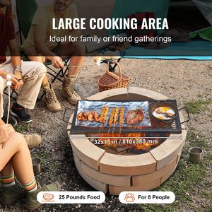 Grille de barbecue rectangulaire en acier robuste X Marks avec support de poignée pour feu de camp - Product Image 5
