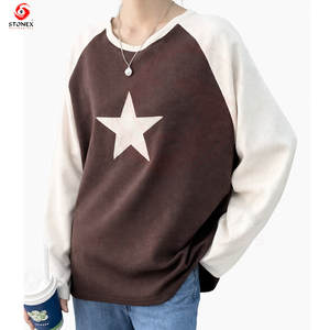 Camisetas Personalizadas de Manga Larga Raglán para Hombre, Tejido Waffle Térmico, Algodón, Corte Regular, con Estampado de Estrellas - Product Image 1