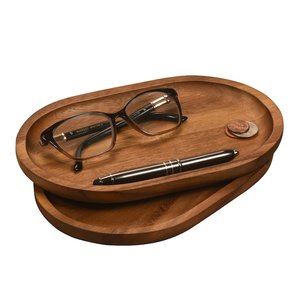 Rectangle Wooden Storage Tray Engraving Varnished Finish <b>Minimalist</b> Design Sustainable Desk <b>Table</b> Single Tier Beverage - Product Image 2