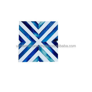 Posavasos con incrustaciones de hueso de pizarra cuadrada, producto de bebidas en oferta, utensilios de cocina de color azul y blanco, venta al por mayor - Product Image 6
