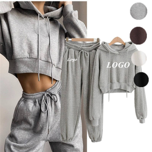 Wholesale Rate Custom Women's Clothing Winter Hoodie Sets Woven Fabric Custom <b>Decoration</b> 100% Cotton Long Sleeve Hoodie Set - Product Image 1