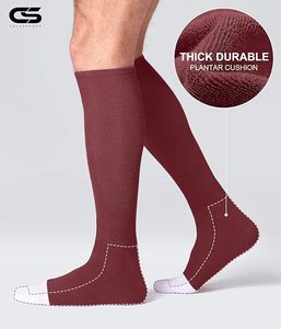 Chaussettes de sport montantes en gros pour le football, le softball, le baseball, couleur unie bordeaux et blanc, respirantes, tricotées, pour adultes, décontractées, 100 % coton - Product Image 5