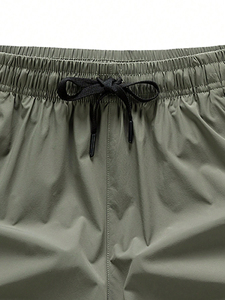 Men's Solid <b>Black</b> Quick Dry Breathable Floral Pattern Drawstring Board Shorts High Waist Unisex Swim <b>Trunks</b> 100% Cotton 220g - Product Image 4