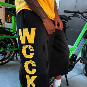 Shorts de jogging amples et déchirés pour hommes, longueur genou, imprimés sur mesure, effet vieilli, délavé à l'acide, style vintage - Product Image 4