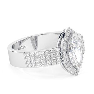 Anillo de Aniversario RITZIN con Diamante Cultivado en Laboratorio de Corte Marquise de 1.00CT, Halo con Detalles, Elegante y Robusto para Mujer - Product Image 1
