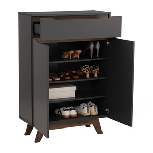 Meuble multifonction MANDO contemporain en noyer et noir, fabriqué en Malaisie, unité de rangement industrielle pour bureau - Product Image 4