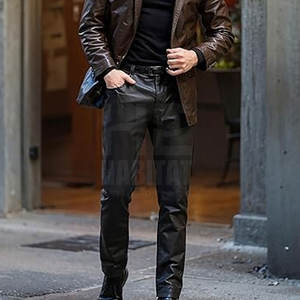 Pantalones de cuero genuino hechos a medida para hombre con logotipo personalizado, diseño único, precio al por mayor. - Product Image 3