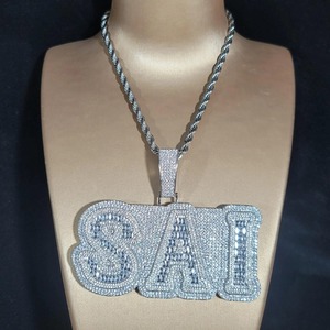 Colgante de Letra con Diamantes de Moissanita Corte Baguette, Chapado en Plata de Ley 925, VVS, para Hombre, Estilo Rapper, Hip Hop - Product Image 5