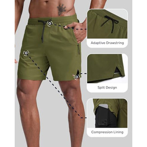 Custom Men's Workout Breathable Quick Dry <b>Mid</b> Eco-Friendly Sports Shorts Plus Size Joggers Beach Zipper Pocket Shorts For Men - Product Image 3