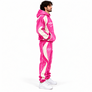 Ensemble de survêtement unisexe en coton surdimensionné, imprimé léopard personnalisé, deux pièces, sweat à capuche zippé et pantalon de survêtement épais - Product Image 3