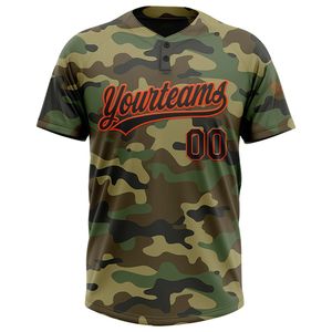 Maillot de softball personnalisé noir et orange camouflage pour homme, manches courtes, impression sublimée, évacuation de l'humidité, 100 % polyester, tenue d'équipe - Product Image 2