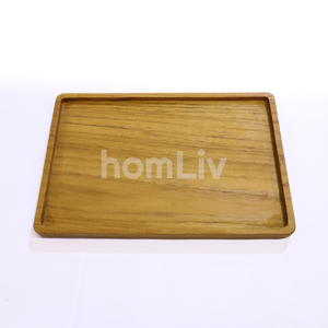 Plateau de service décoratif en teck naturel fait à la main, plateau rectangulaire en bois massif durable, vaisselle de cuisine - Product Image 3