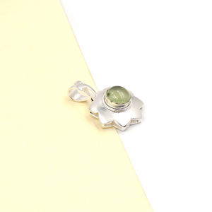 Collar con Colgante Geométrico de Prehnita Hecho a Mano, con Cuerda Plateada, Acabado Mate Satinado, Sin Níquel, Joyería de Latón, Estilo Bohemio - Product Image 4