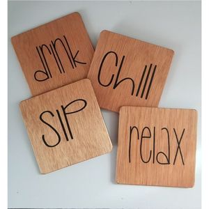 Posavasos de Madera Personalizado, Posavasos Cuadrado de Madera de Roble Grabado a Medida, para Decoración del Hogar, Vajilla al por Mayor, Set de Regalo - Product Image 3