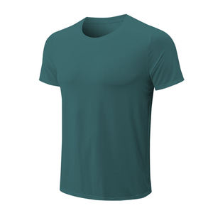 T-shirt à manches courtes col rond pour homme, couleur unie, évacuation de l'humidité, 100% coton respirant, coupe ajustée, imprimé numérique, toutes saisons - Product Image 1
