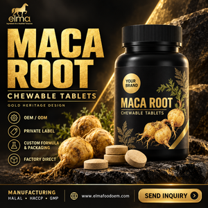 Complément alimentaire Halal à l'extrait de racine de Maca Elma Food, 60 comprimés à croquer, soutien énergétique pour hommes, métabolisme, circulation, GMP HACCP - Product Image 1