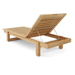 Tumbona Moderna de Teca para Exteriores con Cojín de Olefina Resistente a los Rayos UV, Diseño sin Brazos para Uso en Patio - Product Image 6