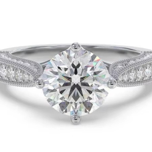 Bague de créateur vintage ronde avec diamant de 0,75 ct, diamant de laboratoire, en or jaune, blanc, rose et platine 18 carats - Product Image 1