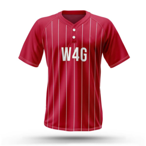 Men's Red Striped Baseball Jersey V-Neck Short Sleeve Sublimated Print Quick Dry <b>Polyester</b> Regular Fit Adult All Seasons - Product Image 2