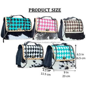 Direct Factory Price New Cowhide Leather Crossbody Sling Bag Checkered Pattern Shoulder Purse with Chain Strap Stylish & Durable - Product Image 2