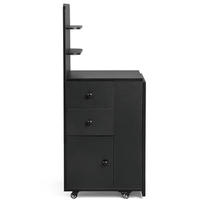 Table à ongles pliante en MDF noir avec 2 tiroirs et une porte de placard dotée d'une étagère de rangement - Product Image 5