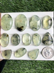 พลอยเพรนไนต์คุณภาพพรีเมียม ทรงคาโบชอง ขัดเงาทั้งสองด้าน สีเขียวธรรมชาติ สำหรับทำเครื่องประดับ เหมาะสำหรับช่างเงิน ช่างโลหะ - Product Image 3