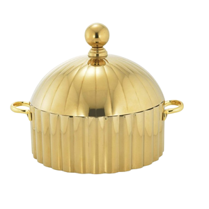 Olla Moderna para Servir Comida con Acabado Dorado Árabe, Plato para Exhibición en Bodas, Equipo de Catering, Olla con Tapa Martillada, Hotpot - Product Image 4
