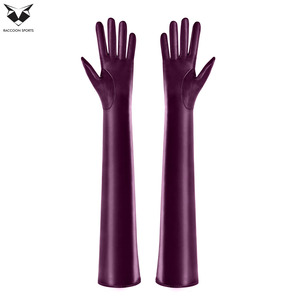 Gants longs en similicuir violet prune sexy pour femme, longueur opéra, pour costumes de scène et de boîte de nuit - Product Image 2