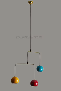 Lustre LED Sputnik contemporain en laiton italien, style Mid-Century Modern, fait main, hauteur réglable, luminaire suspendu pour salon - Product Image 4
