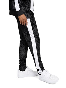 Ensemble 2 pièces pour hommes, tenue urbaine et stylée, vêtement en velours avec fermeture éclair, à rayures latérales, coupe cintrée, boîtier avant, à fermeture éclair - Product Image 3