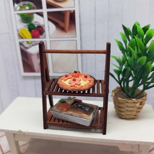 Miniature Wooden Storage <b>Rack</b> Dollhouse Display Stand Handmade Rectangle Organizer for Mini Kitchen Home Decor for age 14+ - Product Image 5