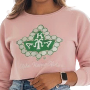 <b>Pink</b> Crop Ivy <b>Sweatshirt</b> for Women Classic Crewneck Long Sleeve Cropped Pullover Sorority Inspired Casual Fleece Fashion Street - Product Image 6