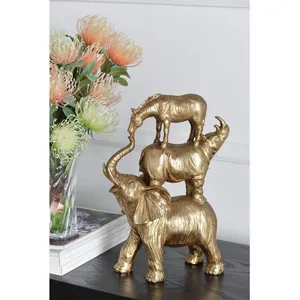 Golden Deer Figurine Handmade Metal Sculpture Contemporary Animal <b>Decor</b> for Tabletop Living Room Christmas ZE-3405B - Product Image 3