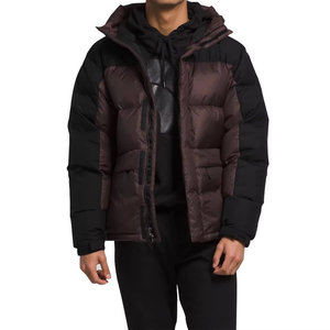 Men Hooded Puffer <b>Jacket</b> Color Blocking Windproof Polyester Winter Coat Casual Outdoor Wear Regular Fit Thick <b>Padding</b> Zipper - Product Image 1