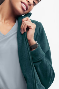 Women Medical Scrubs Fleece Jacket Set Dark Green Hospital Uniform Full Zip Front Pocket Design High Quality Women Operating - Product Image 6