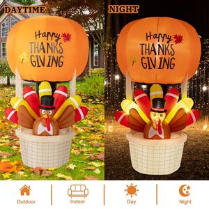 6ft 15W 5 LED Lights Turkey Hot Air Balloon Inflatable Outdoor Holiday Yard Decorations Garden Turkey Decoration - Product Image 6
