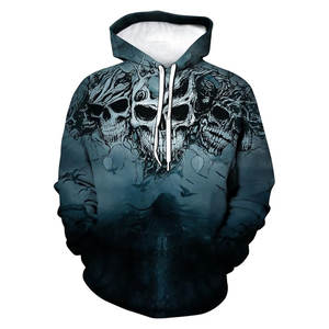 Sudadera con capucha estampada de calavera, diseño gráfico novedoso, estilo urbano gótico con estampado de esqueleto, manga larga y cordón ajustable - Product Image 1